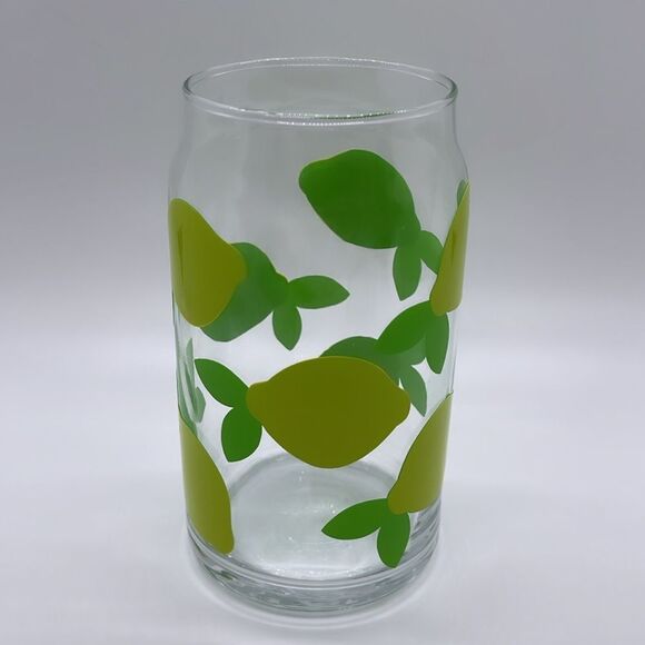 NWT Wool + Pepper Co. LEMONS 16oz Glass Can Cup - Picture 2 of 3